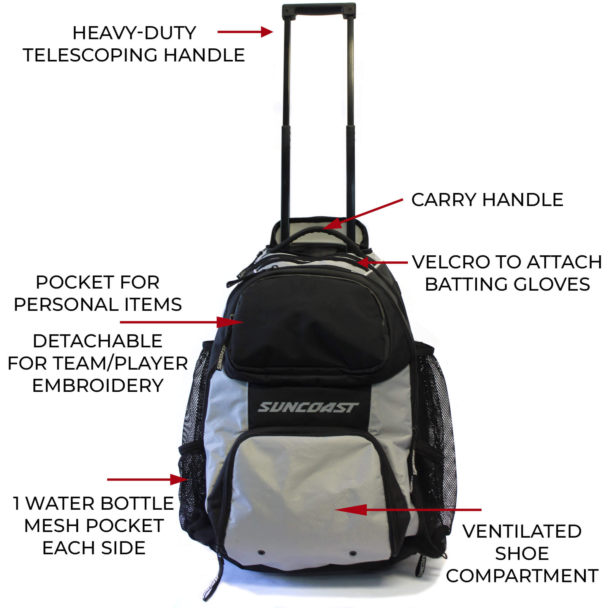 Suncoast Wheeled Player's Equipment Stand Bag with Cooler - Suncoast  Softball